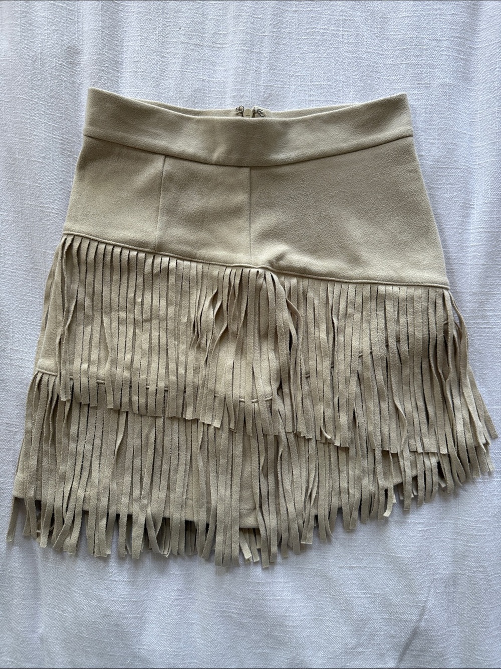 Altar'd State Tan Fringe Suede Mini Skirt
